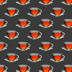 pattern glass cup with tea