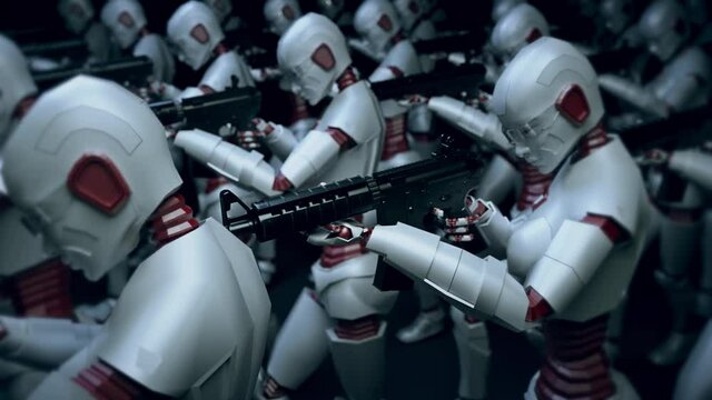 Modern Cyber Robots Army With Artificial Intelligence 4k