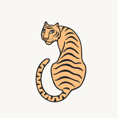 Hand drawn veсtor illustration of a tiger isolated on light background