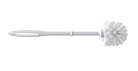 Weiße Toiletttenbürste vor weißem hintergrund