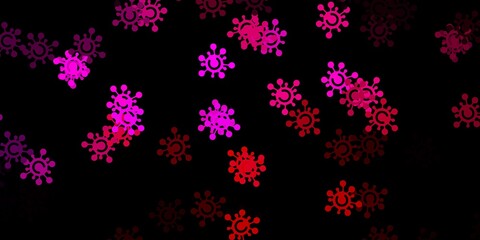 Fototapeta na wymiar Dark pink vector backdrop with virus symbols.