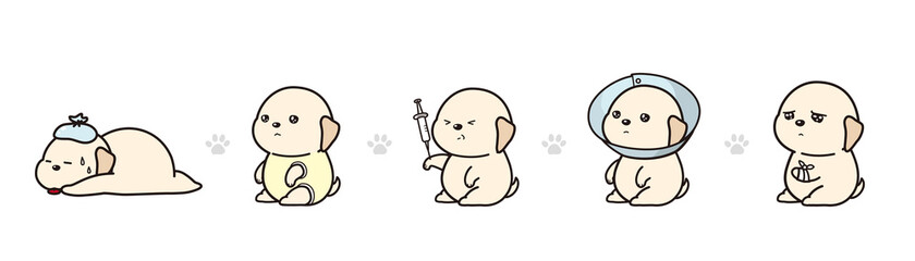 ラブラドールレトリーバーのイラストセット　病気