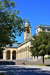Obraz premium Ceranesi, Genova, Liguria. Vista sul sagrato del santuario di Nostra Signora della Guardia, il più importante santuario mariano della Liguria e uno dei più importanti d'Italia.