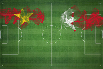 Vietnam vs Bahrain Soccer Match, national colors, national flags, soccer field, football game, Copy...