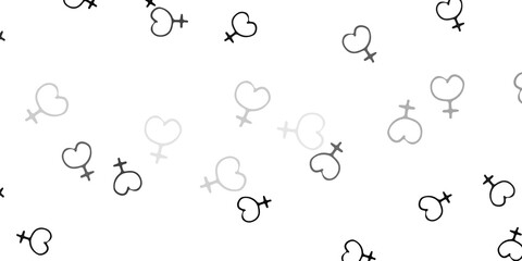 Light Gray vector pattern with feminism elements.