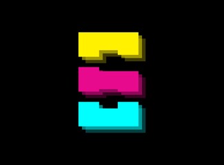 Cmyk color font logo, 6 number vector desing. Dynamic split blue, pink, yellow color on black background. For social media,design elements, creative poster, web template etc.