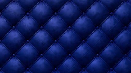 Close-up on the background of a blue antique textile sofa in the style of Chesterfield, 3D-rendering
