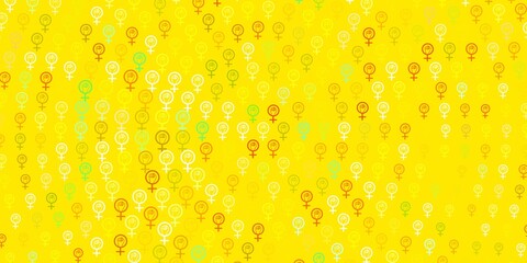 Light Green, Yellow vector background with woman symbols.