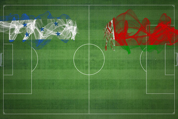 Honduras vs Belarus Soccer Match, national colors, national flags, soccer field, football game,...