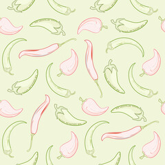Red and green peppers seamless pattern