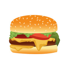 delicious hamburger fast food icon