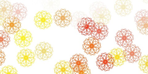 Light orange vector doodle texture with flowers.