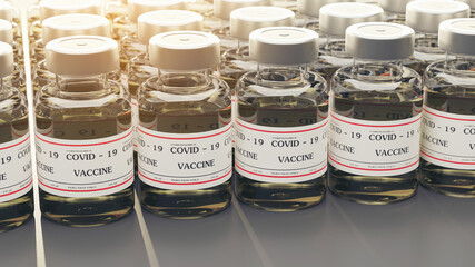 3D rendering COVID-19 vaccine A large amount was produced to address the coronavirus (COVID-19) outbreak.