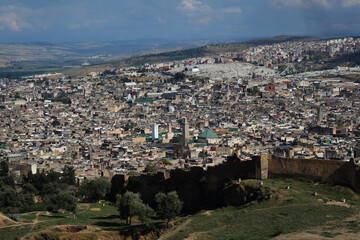 Overview of the medina from the Marinid Tombs (or Merenid), Fez ,Morocco