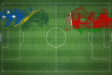 Solomon Islands vs Belarus Soccer Match, national colors, national flags, soccer field, football...