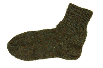 wool knitted winter sock isolated on white