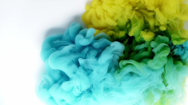 Fluid art drawing footage. Liquid paint mixing backdrop with splash and swirl.