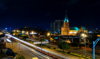 Fototapeta na wymiar night view of the city hall country