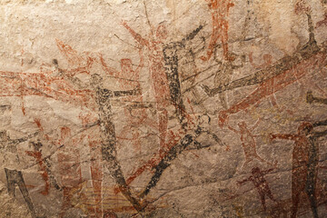Ancient bicolor cave paintings of San Borjita dating back 7,500 years, made by the Cochimí people...