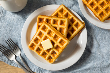 Homemade Warm Belgian Waffles for Breakfast