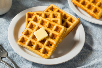 Homemade Warm Belgian Waffles for Breakfast
