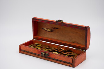 wooden box with jewelry