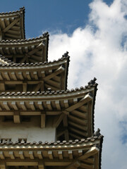 Fototapeta na wymiar Automne au Japon, au chateau d'Himeji,detail de la toiture