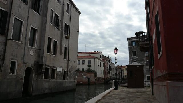 Venice, Italy - November 2020 - Walking through the less touristy streets of the lagoon city