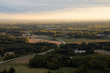 Fototapeta na wymiar view over a road in Latvian countryside 