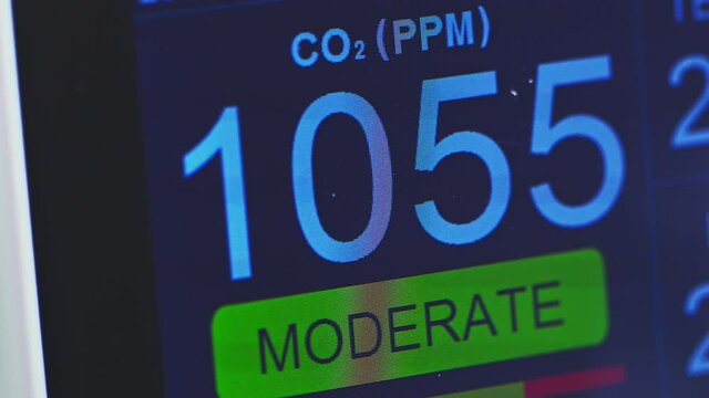 Home carbon dioxide meter closeup shot