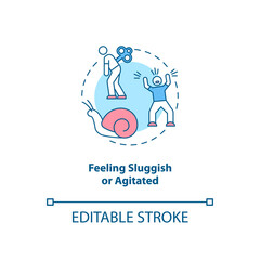 Feeling sluggish and agitated concept icon. SAD symptom idea thin line illustration. Anxiety feelings. Emotional distress and upheaval. Vector isolated outline RGB color drawing. Editable stroke