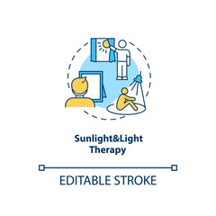 Fototapeta premium Sunlight and light therapy concept icon. SAD treatment idea thin line illustration. Natural outdoor light. Increasing energy levels. Vector isolated outline RGB color drawing. Editable stroke