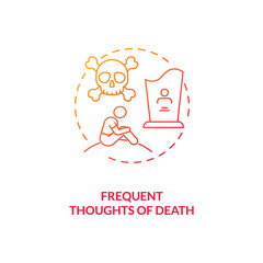 Frequent death thoughts concept icon. SAD symptom idea thin line illustration. Depressed mood. Post-traumatic stress disorder. Death anxiety. Vector isolated outline RGB color drawing