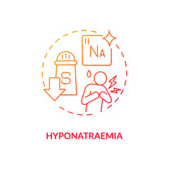 Hyponatraemia concept icon. Antidepressants side effect idea thin line illustration. Post-operative electrolyte abnormality. Congestive heart failure. Vector isolated outline RGB color drawing