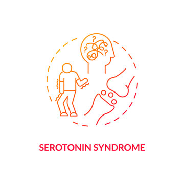 Serotonin Syndrome Concept Icon. Antidepressants Side Effect Idea Thin Line Illustration. Shivering, Diarrhea. Muscle Rigidity, Fever And Seizures. Vector Isolated Outline RGB Color Drawing