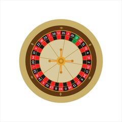 European roulette wheel online casino. Flat style vector illustration isolated on white background. online casino. Flat style vector illustration isolated on white background.