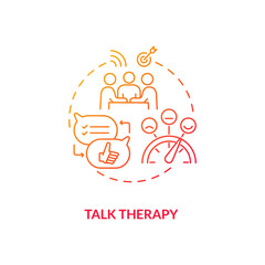 Talk therapy concept icon. SAD treatment idea thin line illustration. Psychotherapy and counseling. Mental illnesses and emotional difficulties. Vector isolated outline RGB color drawing