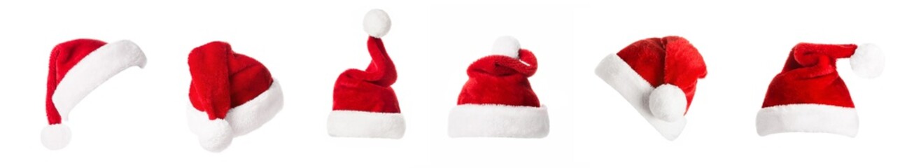 Obraz na płótnie Canvas Set of Santa Claus hats isolated on white background