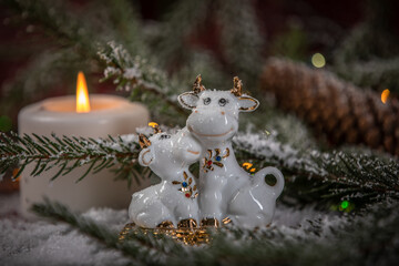 Obraz premium New Years Decoration Cow Bull
