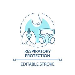 Respiratory protection concept icon. Top workplace safety violations. Prevent from air with toxic dusts idea thin line illustration. Vector isolated outline RGB color drawing. Editable stroke