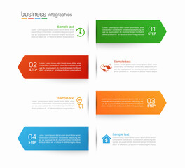 Vector  infographic template with 4 steps for business.  Can be used for workflow layout, presentations, diagram, annual report, web design