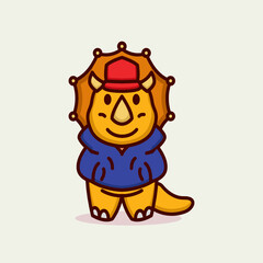 Cute dino in funky hipster costume