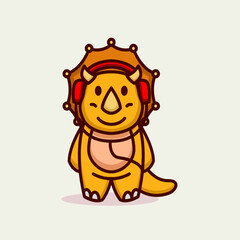 Cute dino in funky hipster costume