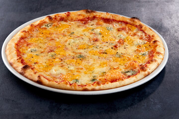 fresh pizza on the white plate