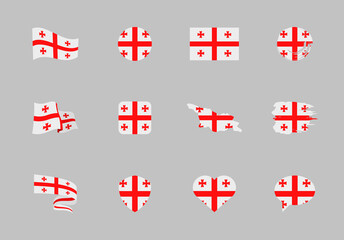 Fototapeta premium Georgia flag - flat collection. Flags of different shaped twelve flat icons.