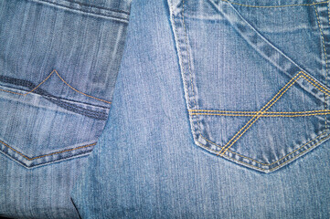 Denim blue jeans with a pocket