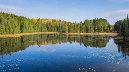 Reflection on a lake in Algonquin Park