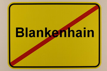 Grafische Darstellung des Ortsausgangsschildes der Stadt Blankenhain