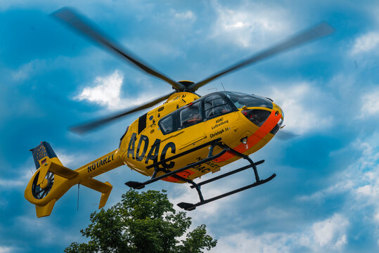 Starting ADAC helicopter, flying ambulances, air ambulance