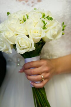 bright wedding bouquet for the ceremony
